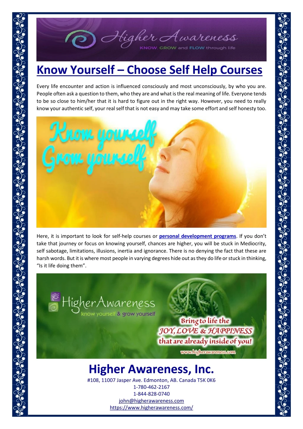 know yourself choose self help courses