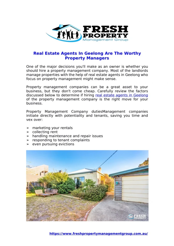 Real Estate Agents In Geelong Are The Worthy Property Managers