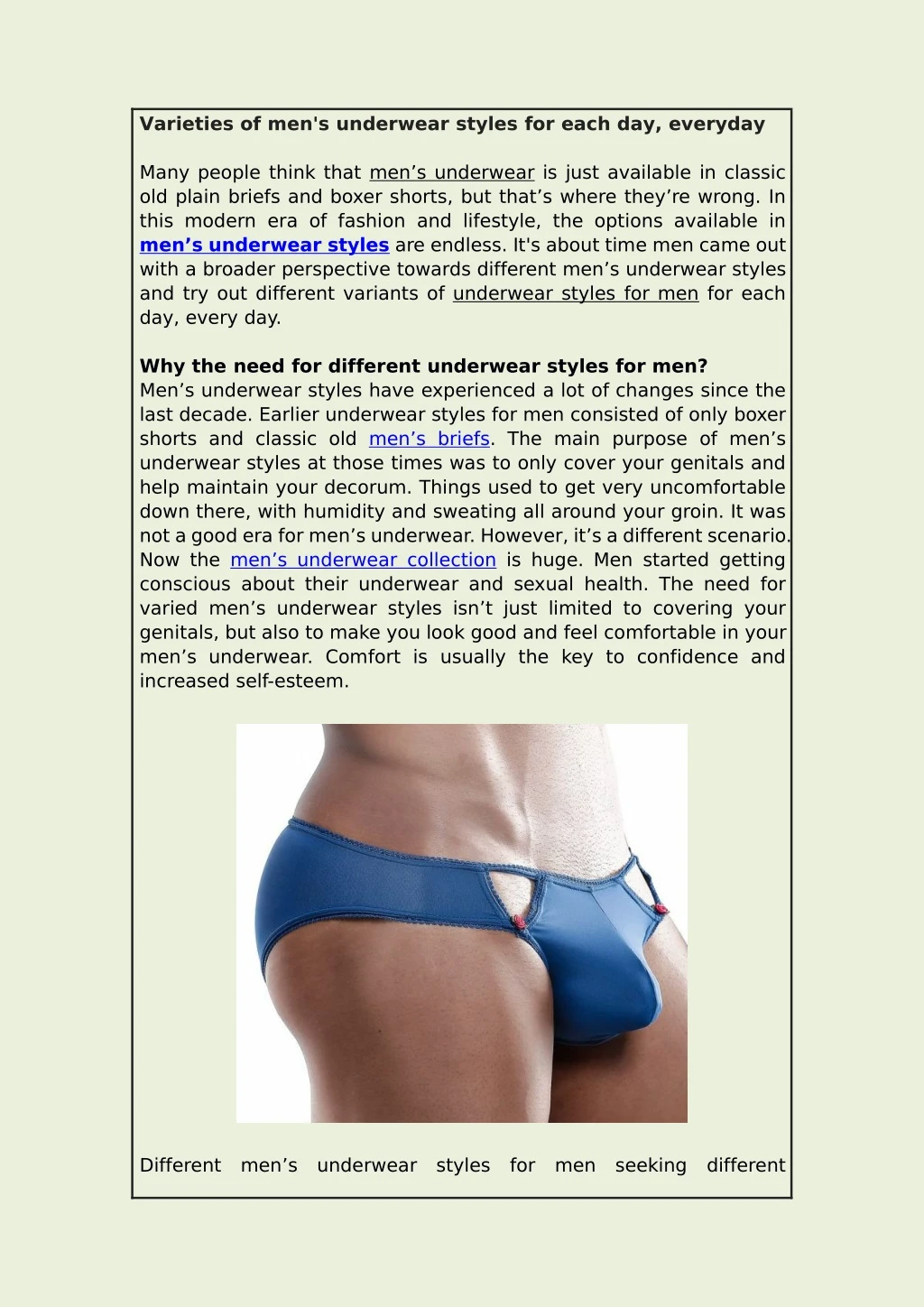 varieties of men s underwear styles for each