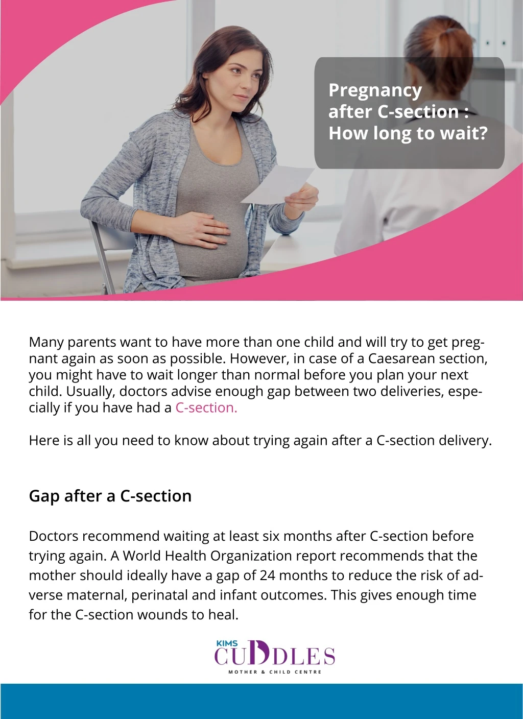 pregnancy after c section how long to wait