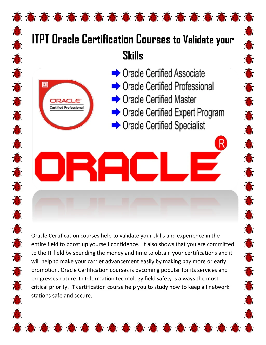 itpt oracle certification courses to validate