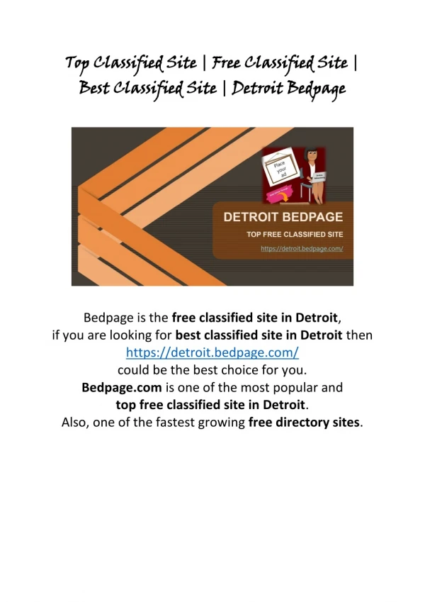 Top Classified Site Detroit | Detroit Bedpage | Free Classified Site Detroit | Best Classified Site Detroit