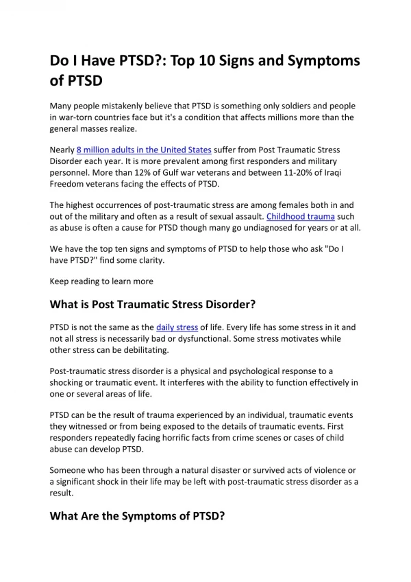 Do I Have PTSD?: Top 10 Signs and Symptoms of PTSD