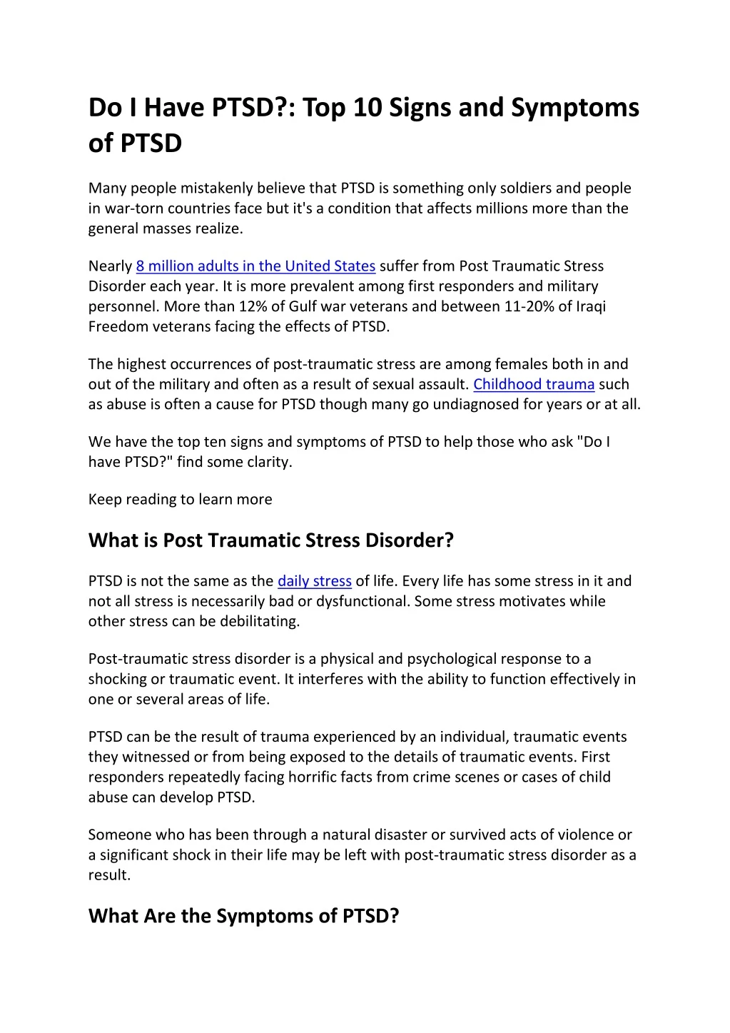 do i have ptsd top 10 signs and symptoms of ptsd