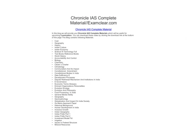 Chronicle IAS Complete Material//Examclear.com