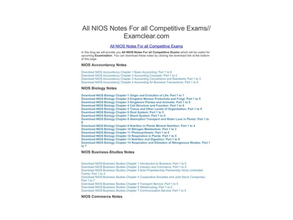 All NIOS Notes For all Competitive Exams//Examclear.com