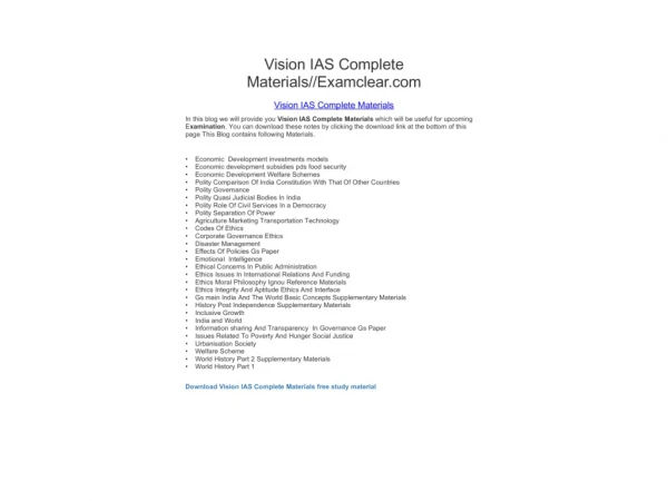 Vision IAS Complete Materials//Examclear.com