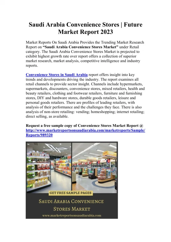 Saudi Arabia Convenience Stores | Future Market Trend 2023