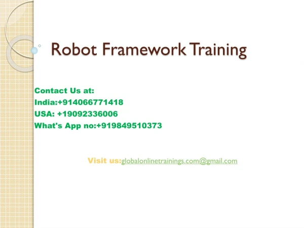 Robot Framework Training | Robot Framework on job support from india