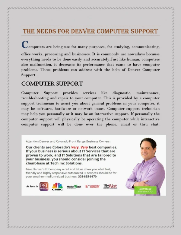 The needs for Denver Computer Support