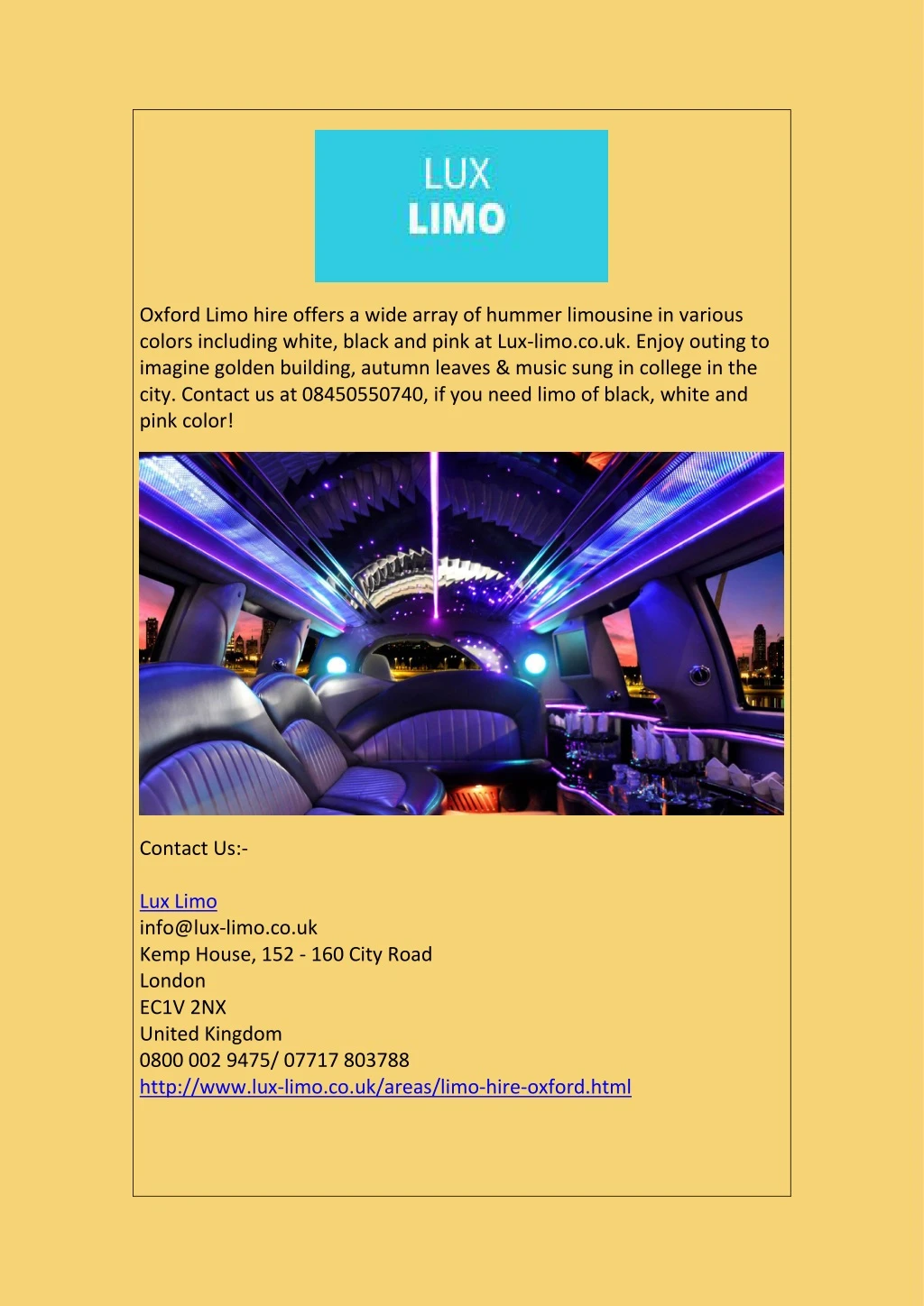 oxford limo hire offers a wide array of hummer