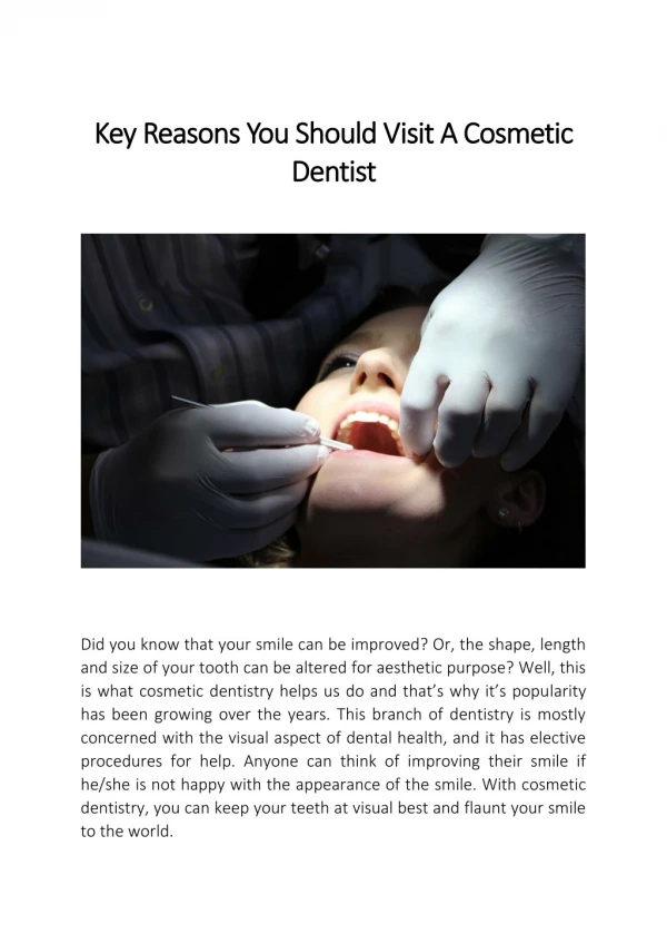 Key Reasons You Should Visit A Cosmetic Dentist