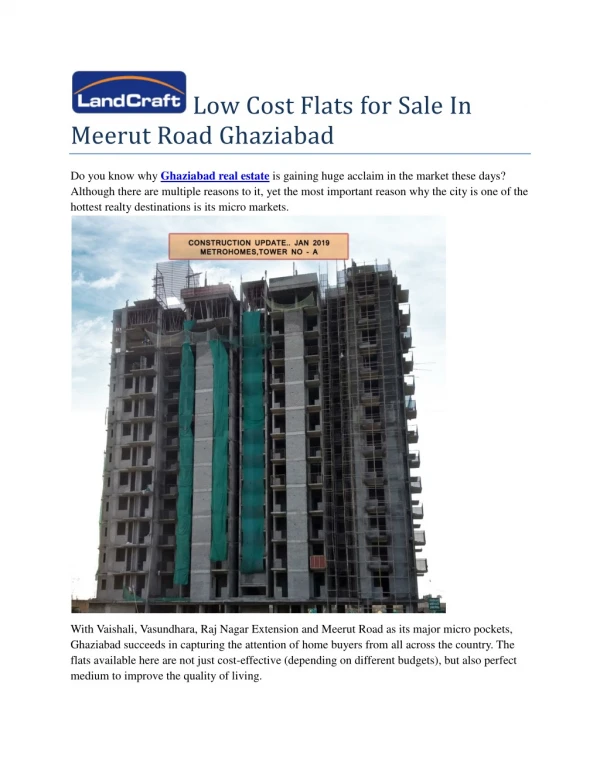 Low Cost Flats For Sale In Meerut Road Ghaziabad