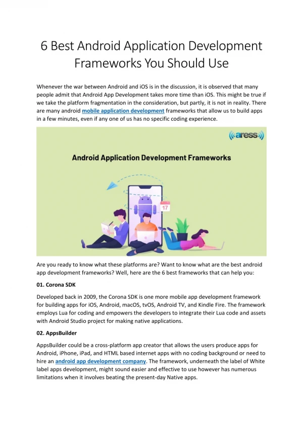 6 Best Android Application Development Frameworks You Should Use