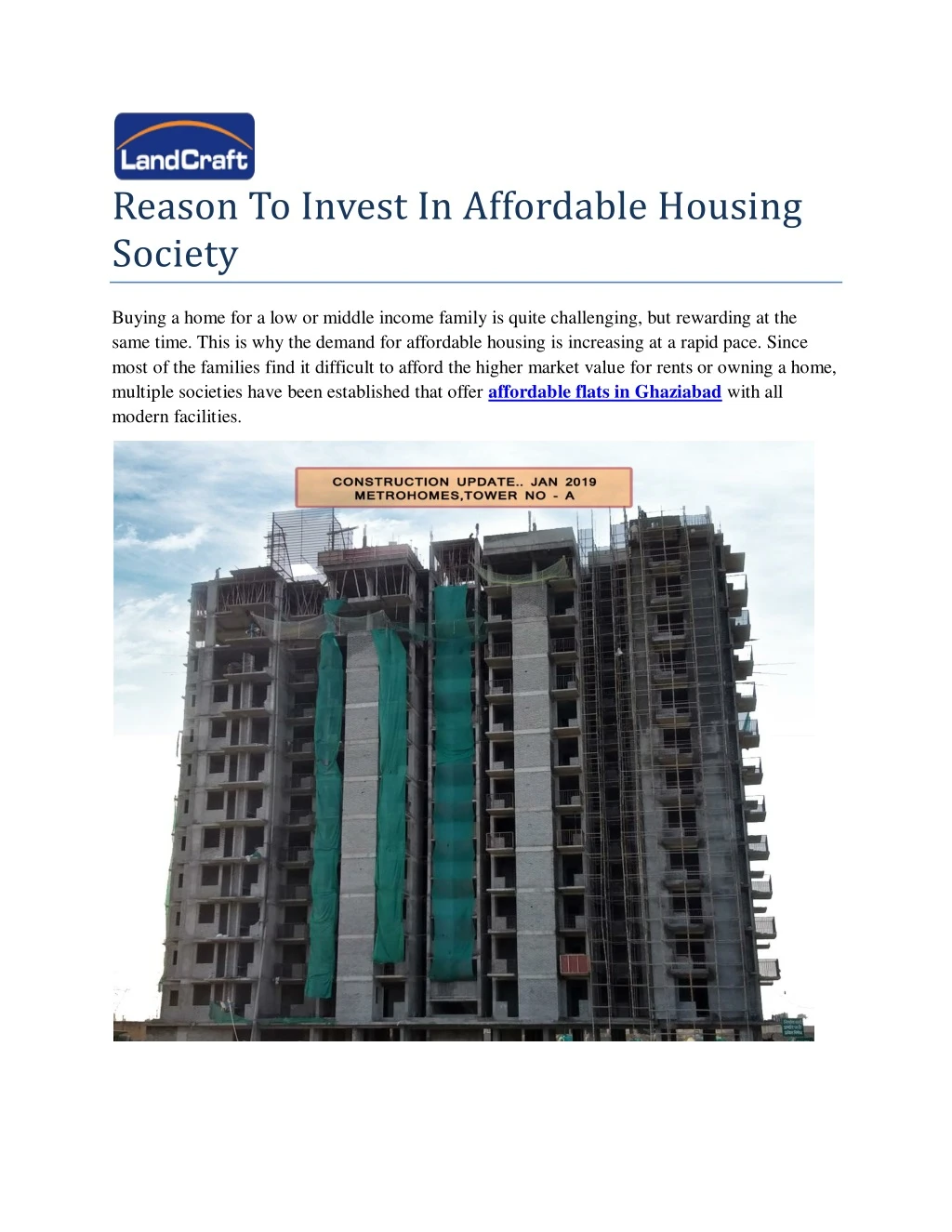 reason to invest in affordable housing society