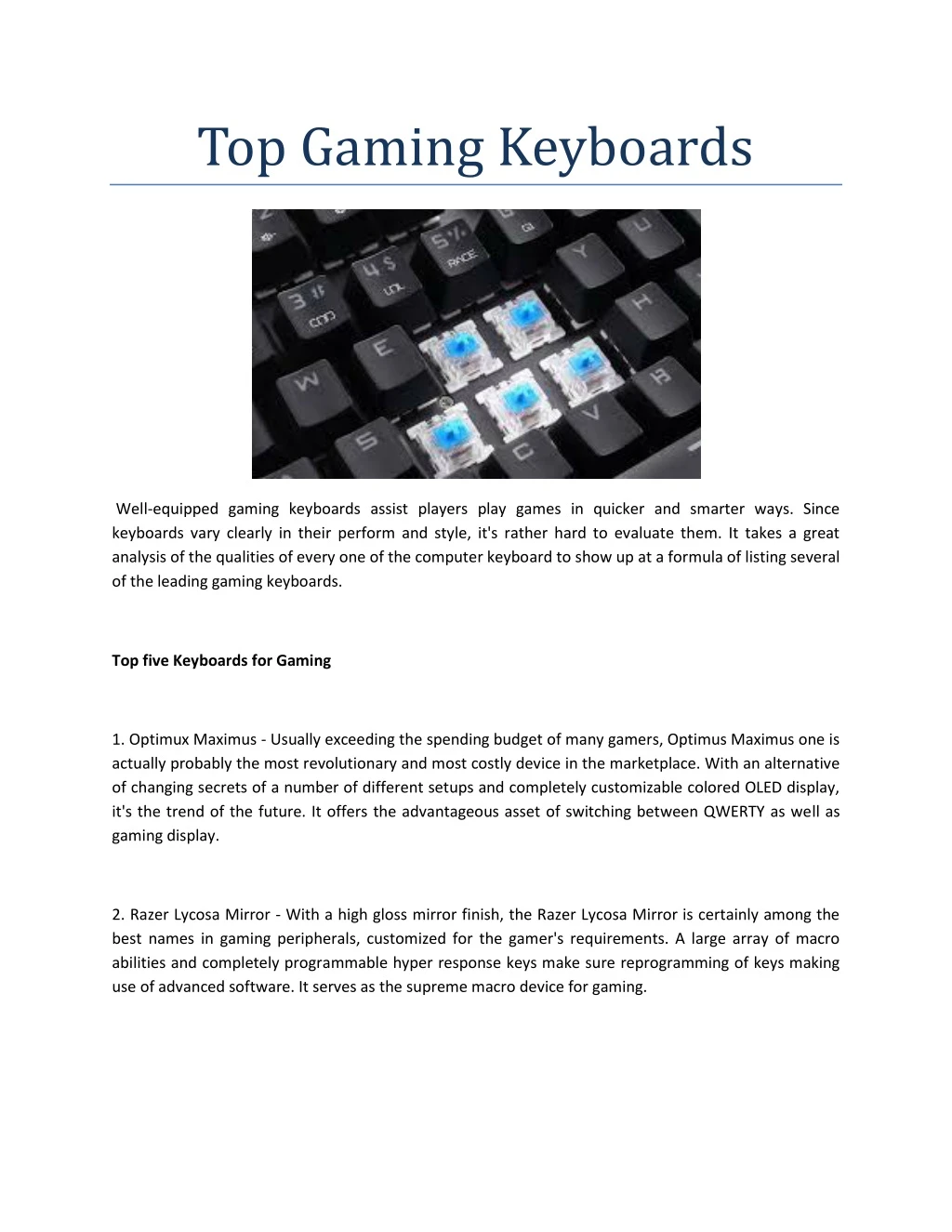 top gaming keyboards