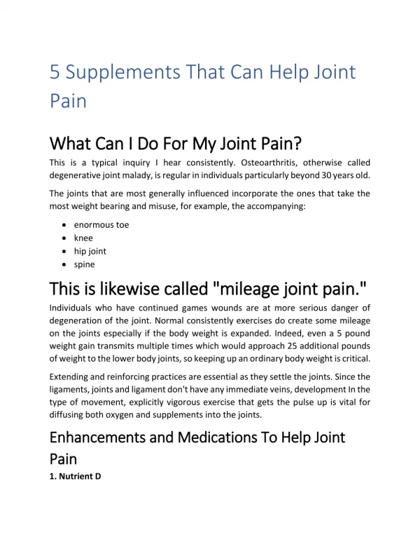 5 Supplements That Can Help Joint Pain