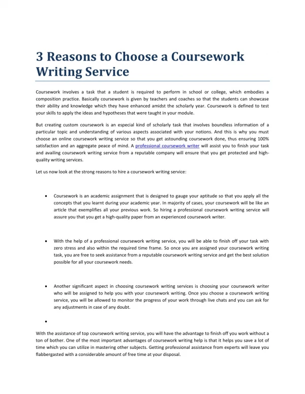 3 Reasons to Choose a Coursework Writing Service