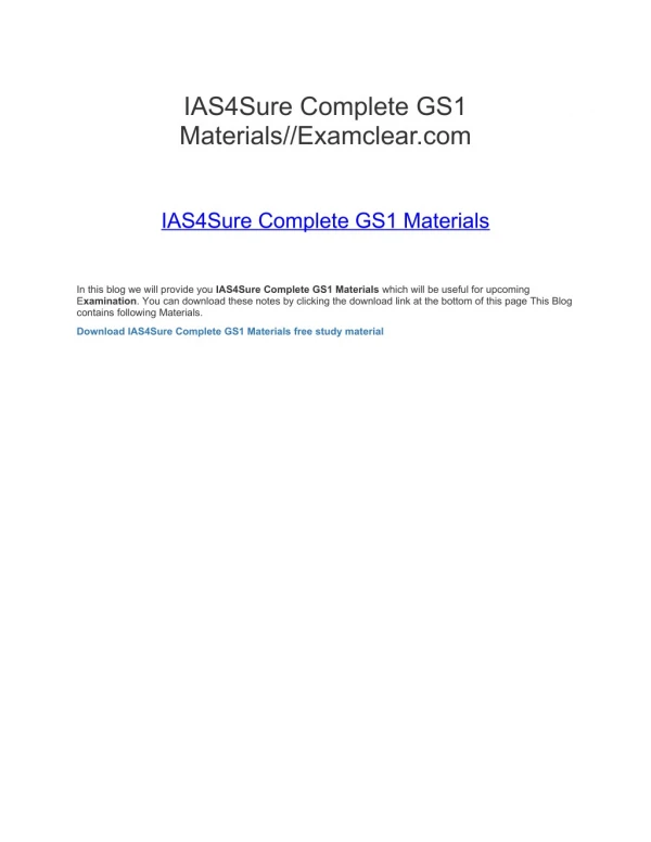IAS4Sure Complete GS1 Materials//Examclear.com