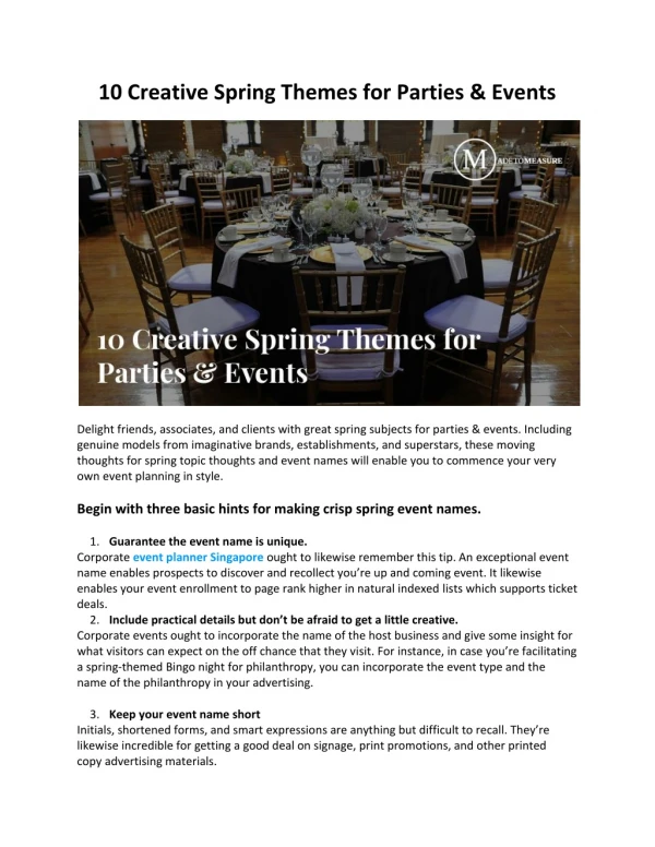 10 Creative Spring Themes for Parties & Events