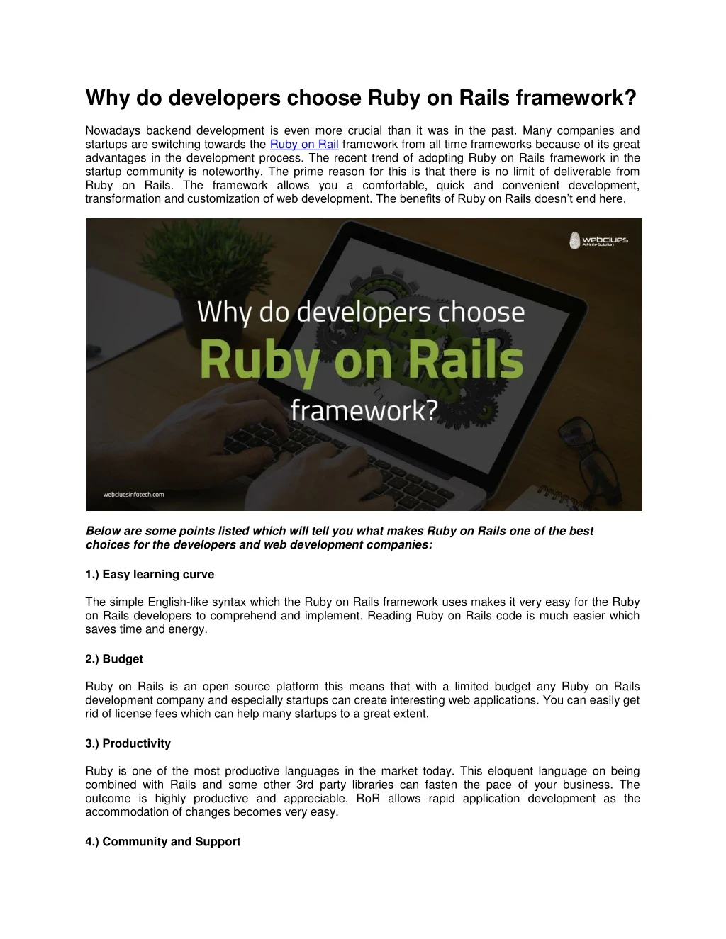why do developers choose ruby on rails framework