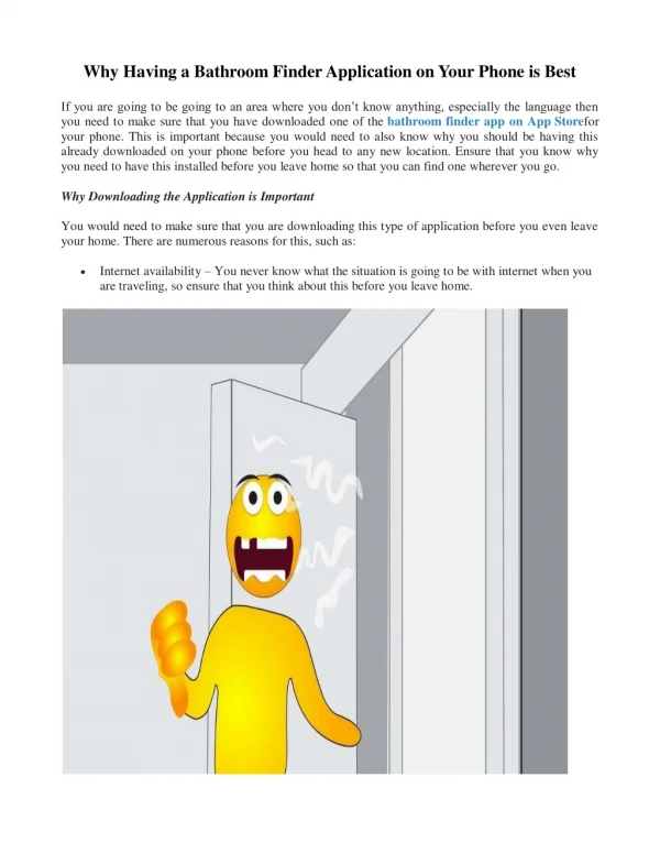Why Having a Bathroom Finder Application on Your Phone is Best