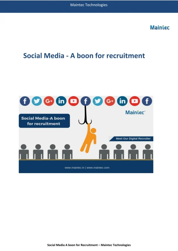 Social media A boon for Recruitement