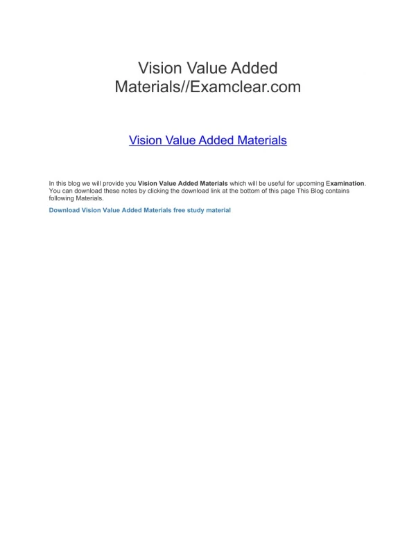 Vision Value Added Materials//Examclear.com