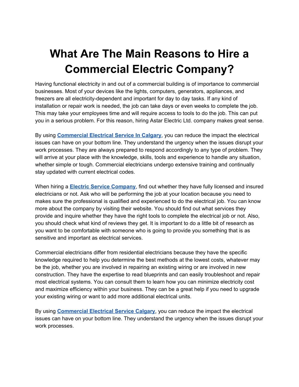 what are the main reasons to hire a commercial