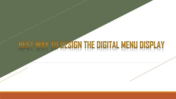 Best Way to Design the Digital Menu Display