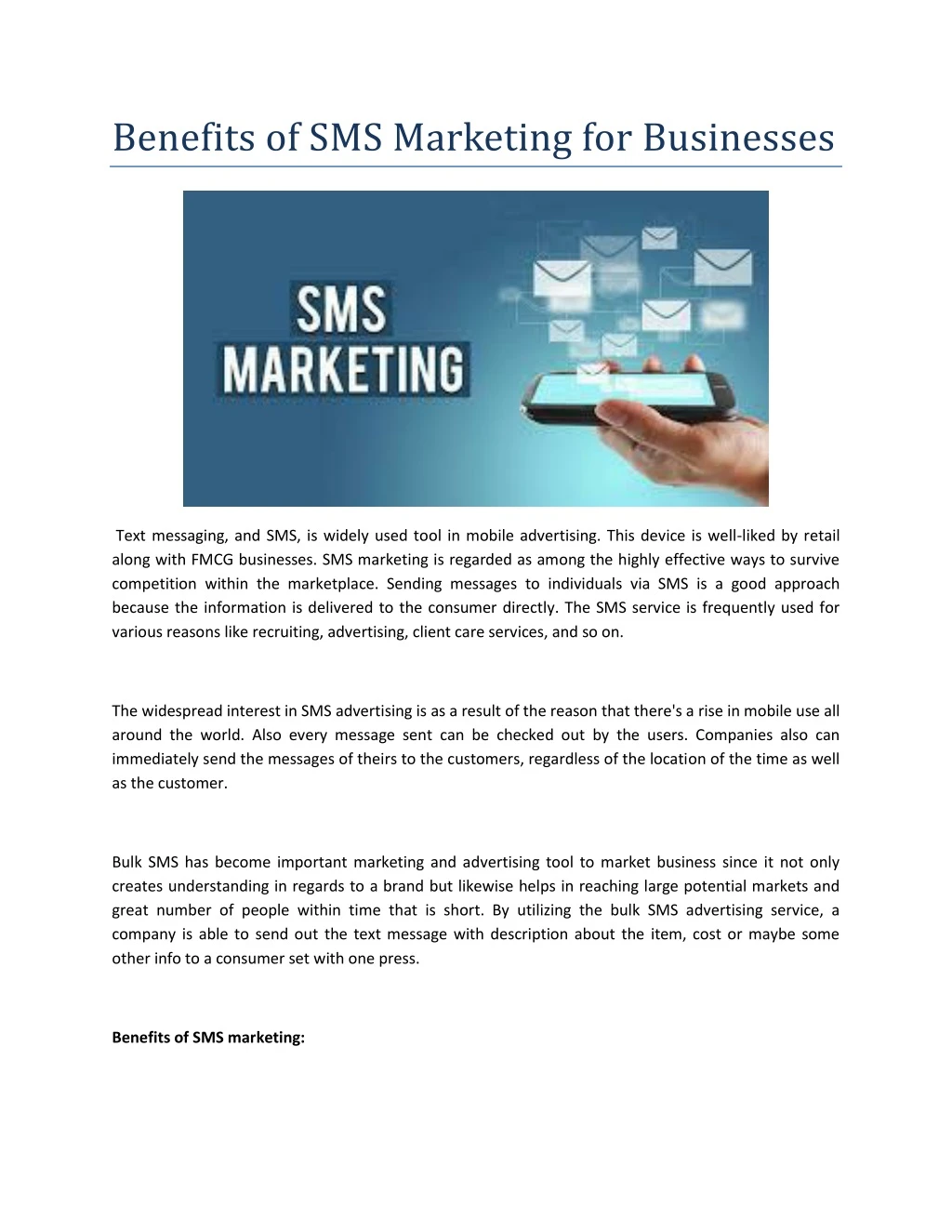 benefits of sms marketing for businesses