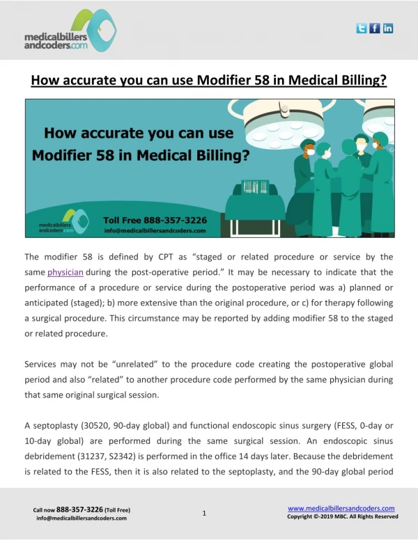 How accurate you can use Modifier 58 in Medical Billing?