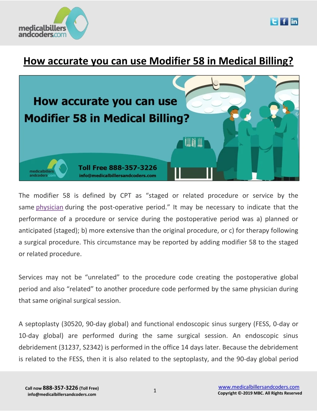 how accurate you can use modifier 58 in medical