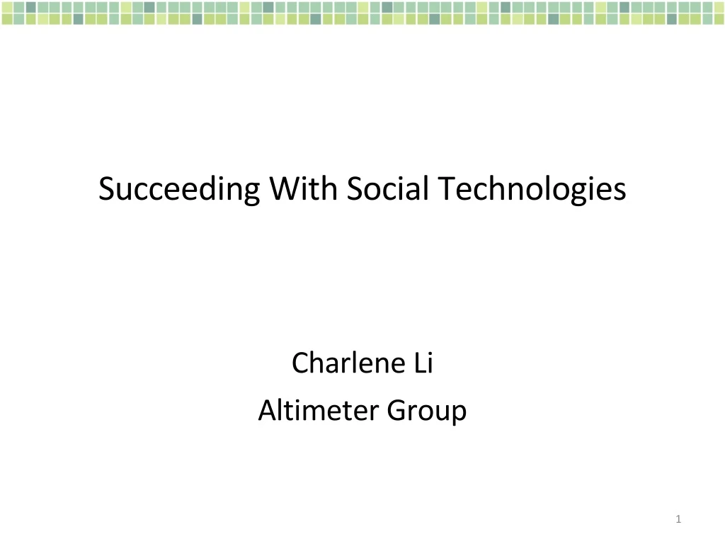 succeeding with social technologies