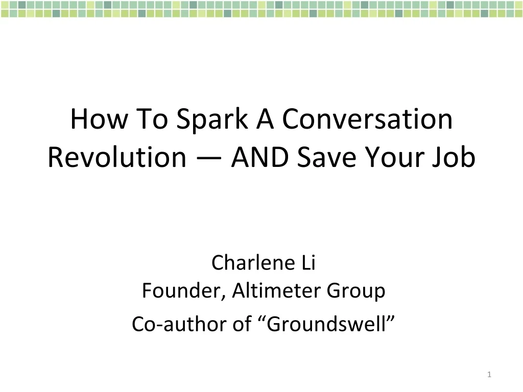 how to spark a conversation revolution and save