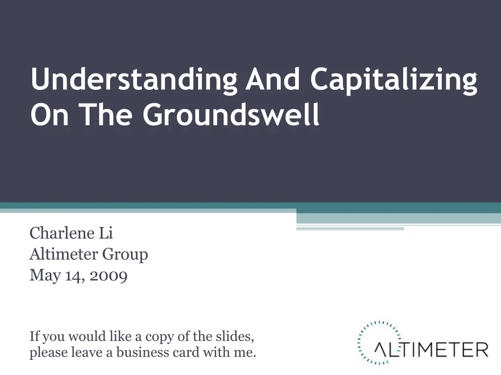 understanding and capitalizing on the groundswell