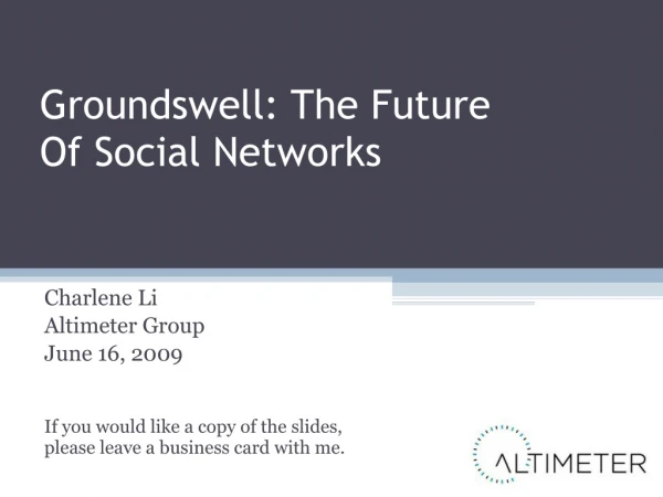 WITI: Groundswell, the Future Of Social Networks
