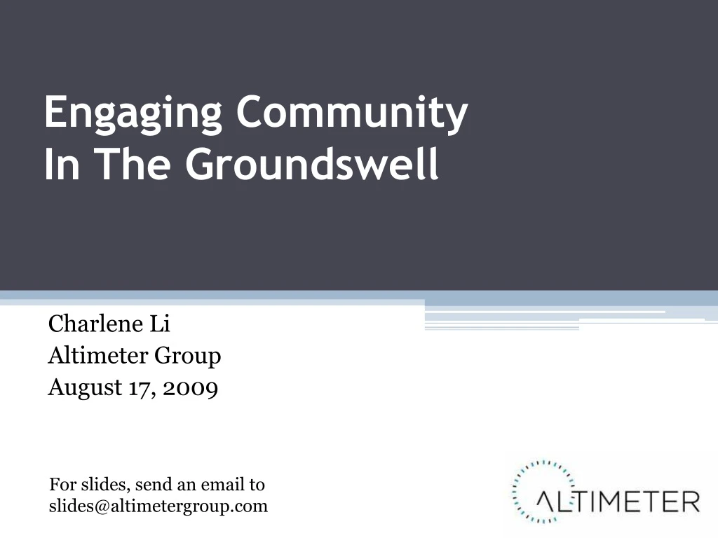 engaging community in the groundswell