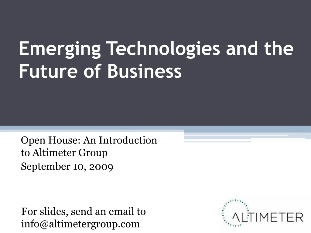 emerging technologies and the future of business