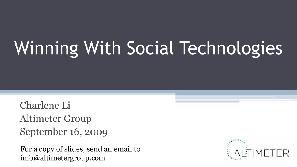 winning with social technologies