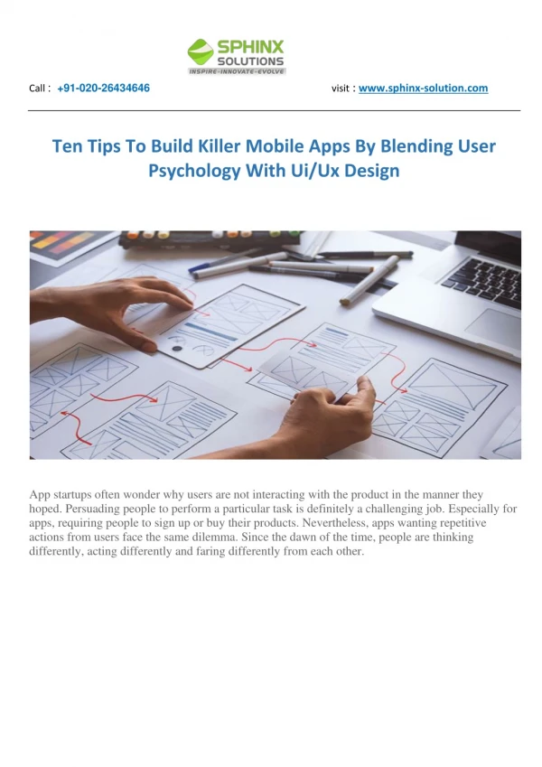Ten Tips To Build Killer Mobile Apps By Blending User Psychology With UiUx Design