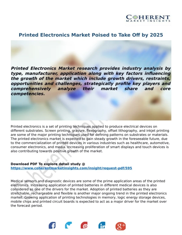 Printed Electronics Market Poised to Take Off by 2025
