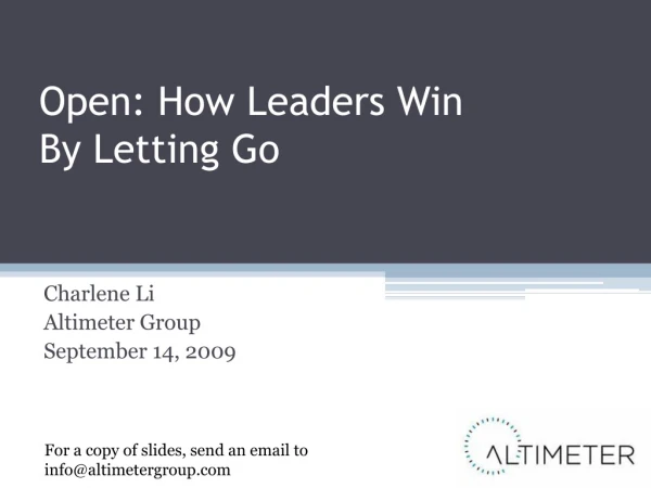 Open: How Leaders Win By Letting Go