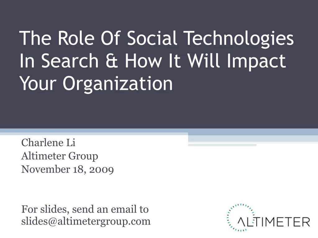 the role of social technologies in search