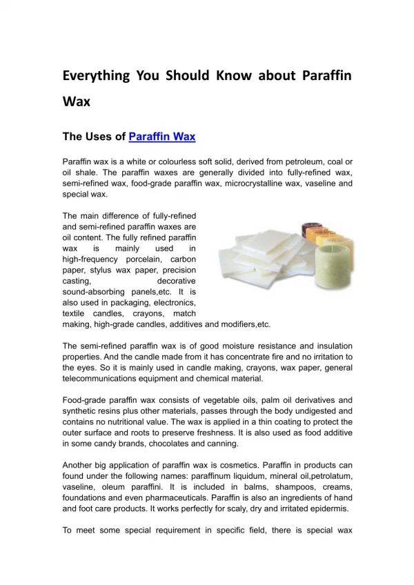 Everything You Should Know About Paraffin Wax