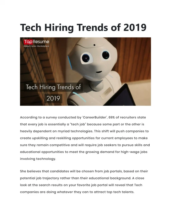 Tech Hiring Trends of 2019