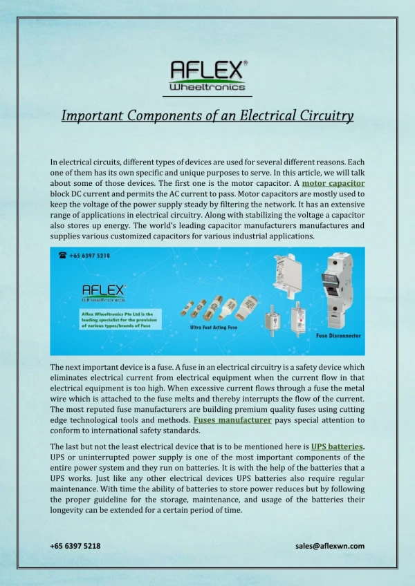 Important Components of an Electrical Circuitry