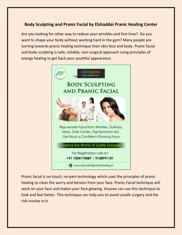 Body Sculpting and Pranic Facial by Elshaddai Pranic Healing Center