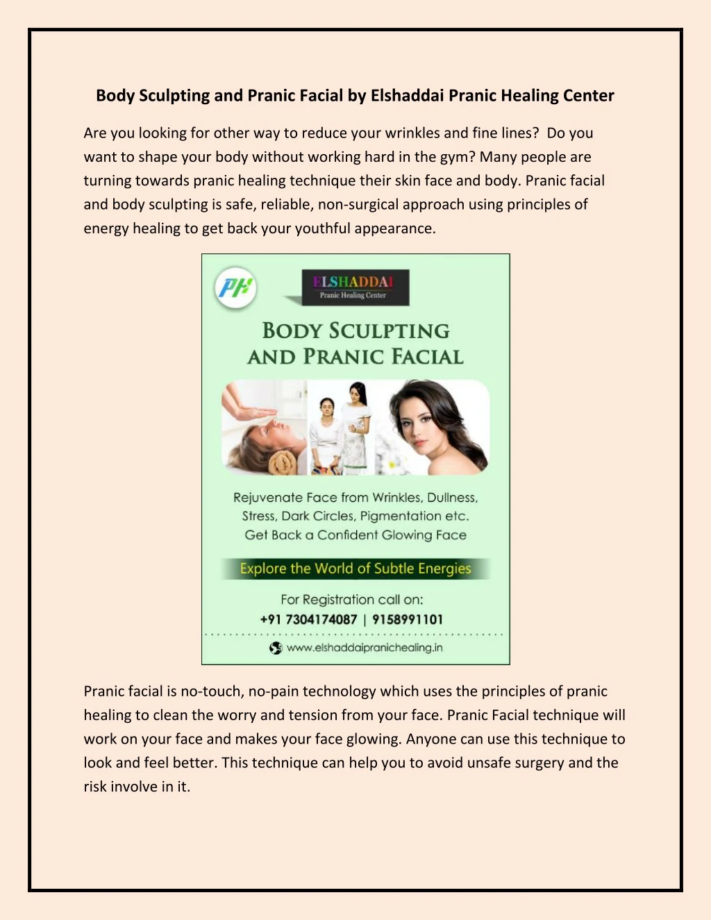 body sculpting and pranic facial by elshaddai