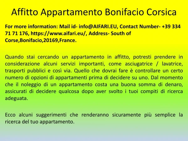 Affitto appartamento Bonifacio Corsica